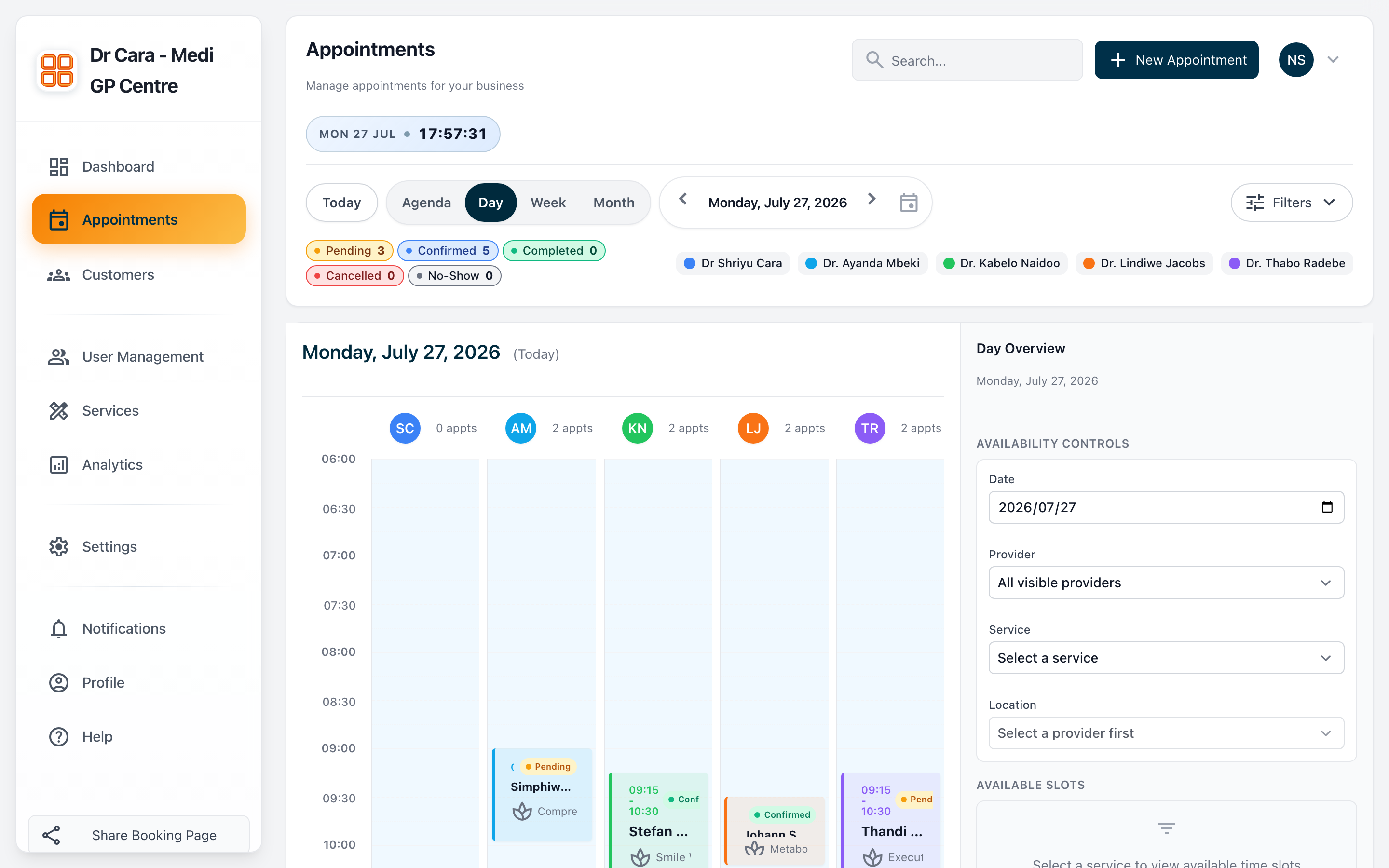 Appointments calendar